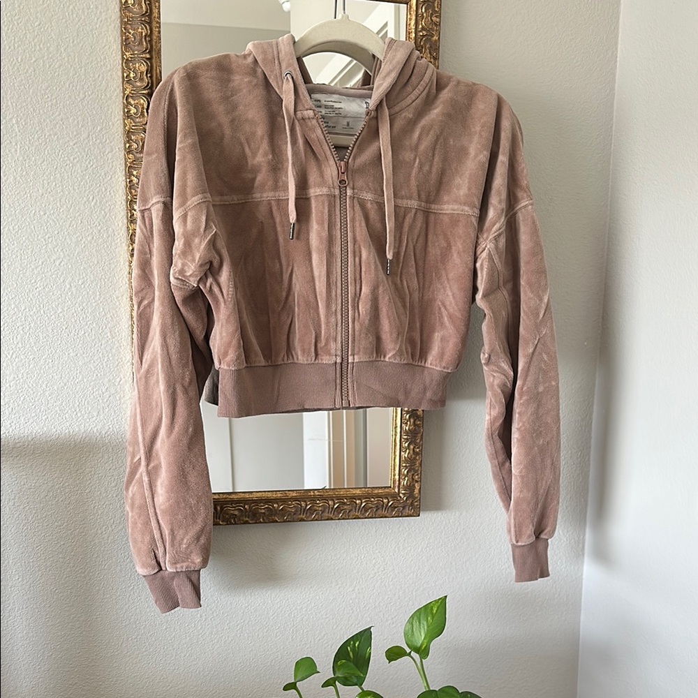 Women's Cropped Tan Hoodie Jacket